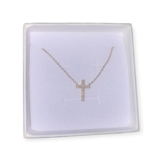 AMARA CROSS NECKLACE - CUBIC ZIRCONIA DIAMOND 18K GOLD PLATED