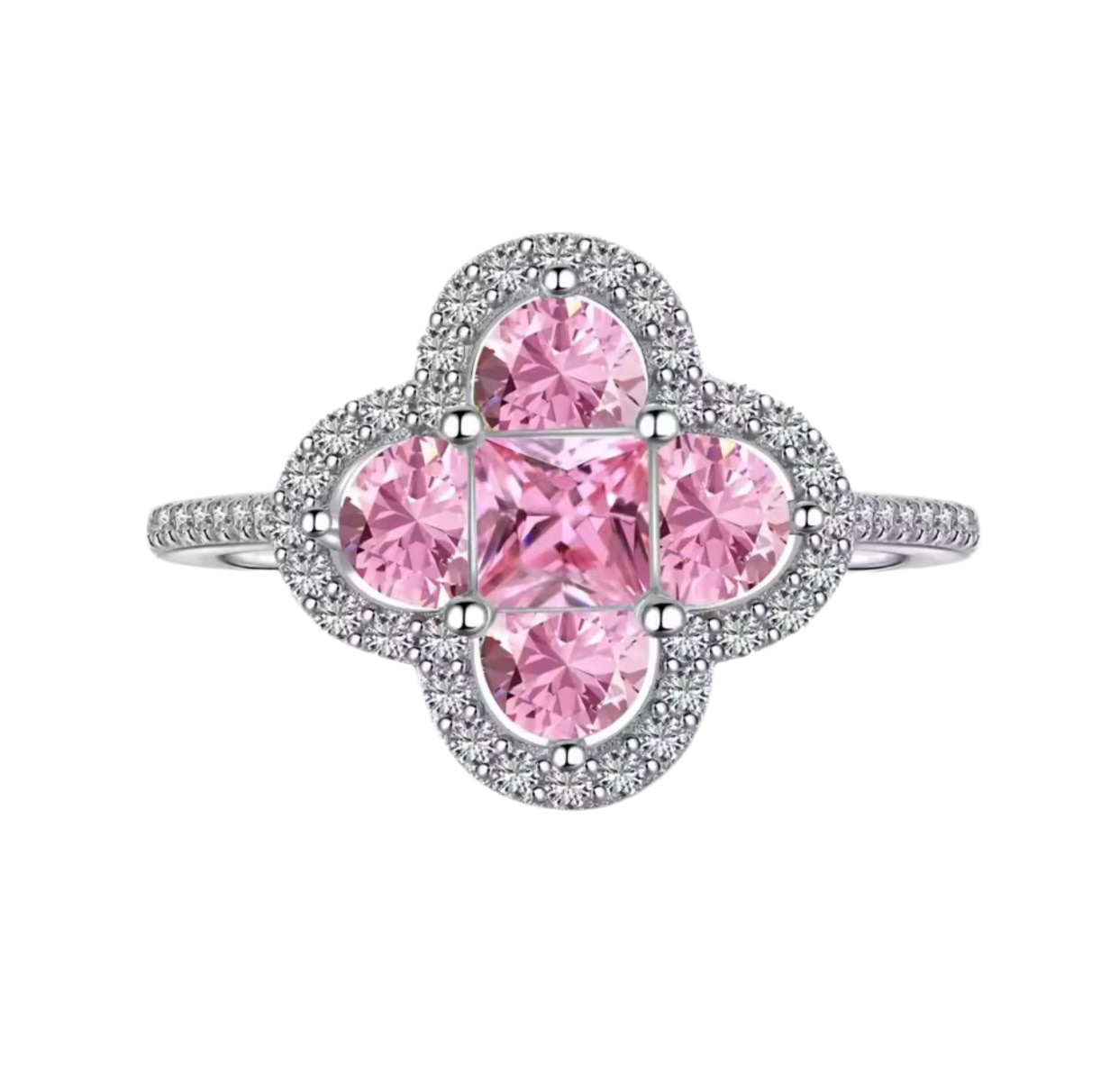 MADELIENE ETERNITY RING PINK - PLATINUM WHITE DIAMOND SILVER