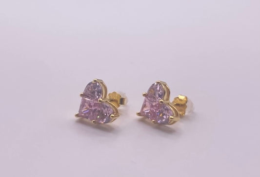 ARI EARRINGS PINK HEART - 18K GOLD PLATED