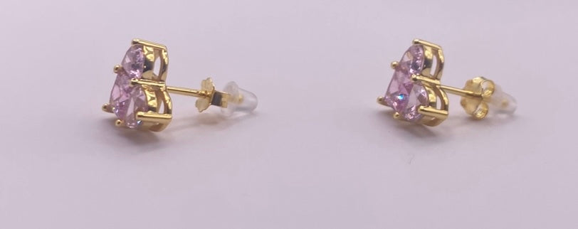 ARI EARRINGS PINK HEART - 18K GOLD PLATED