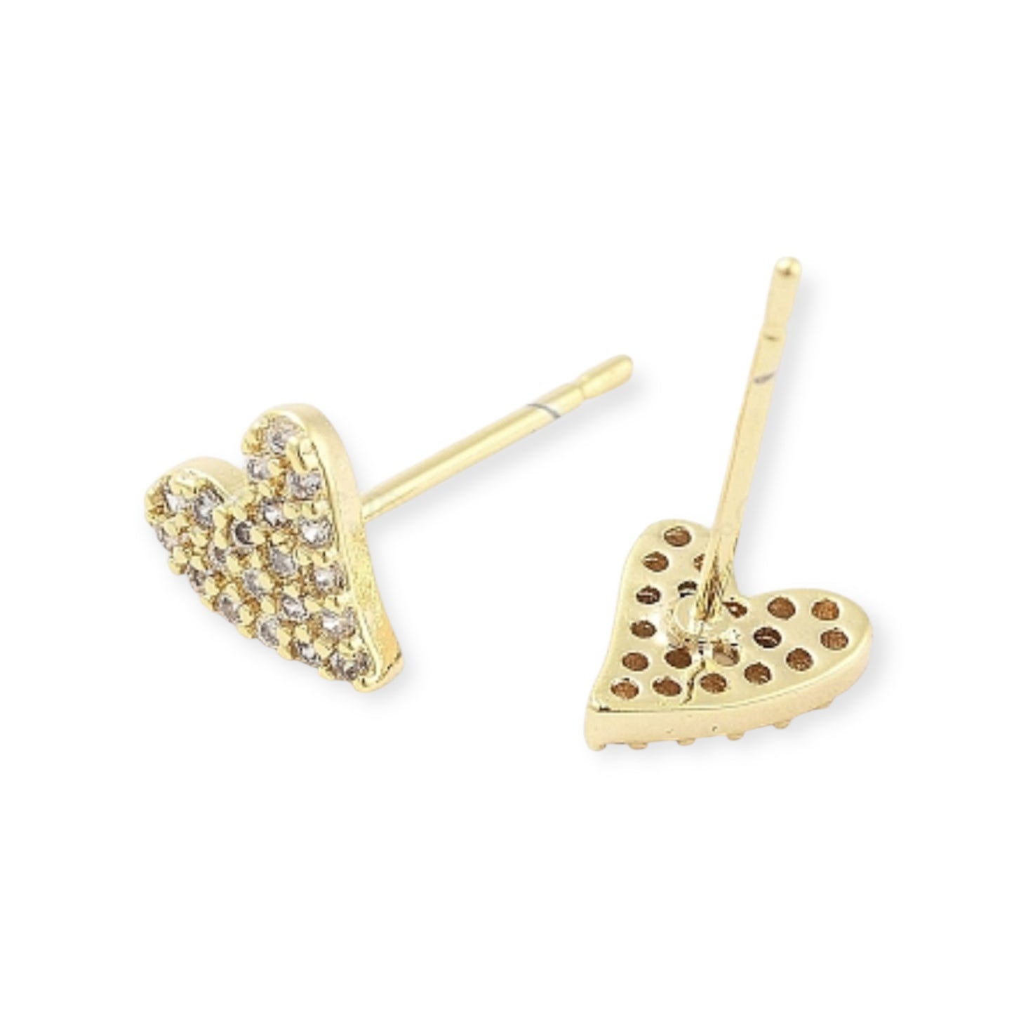 IMANI HEART EARRINGS - 18K GOLD PLATED DIAMOND CUBIC ZIRCONIA