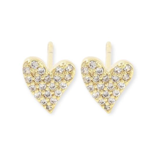 IMANI HEART EARRINGS - 18K GOLD PLATED DIAMOND CUBIC ZIRCONIA