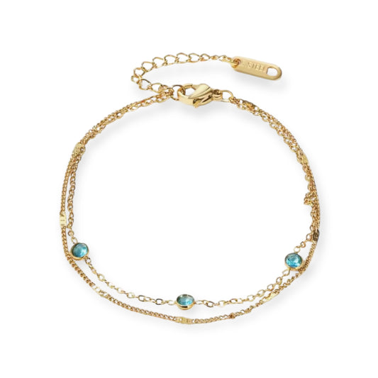 ISADORA BLUE STONE BRACELET - 18K GOLD PLATEDT