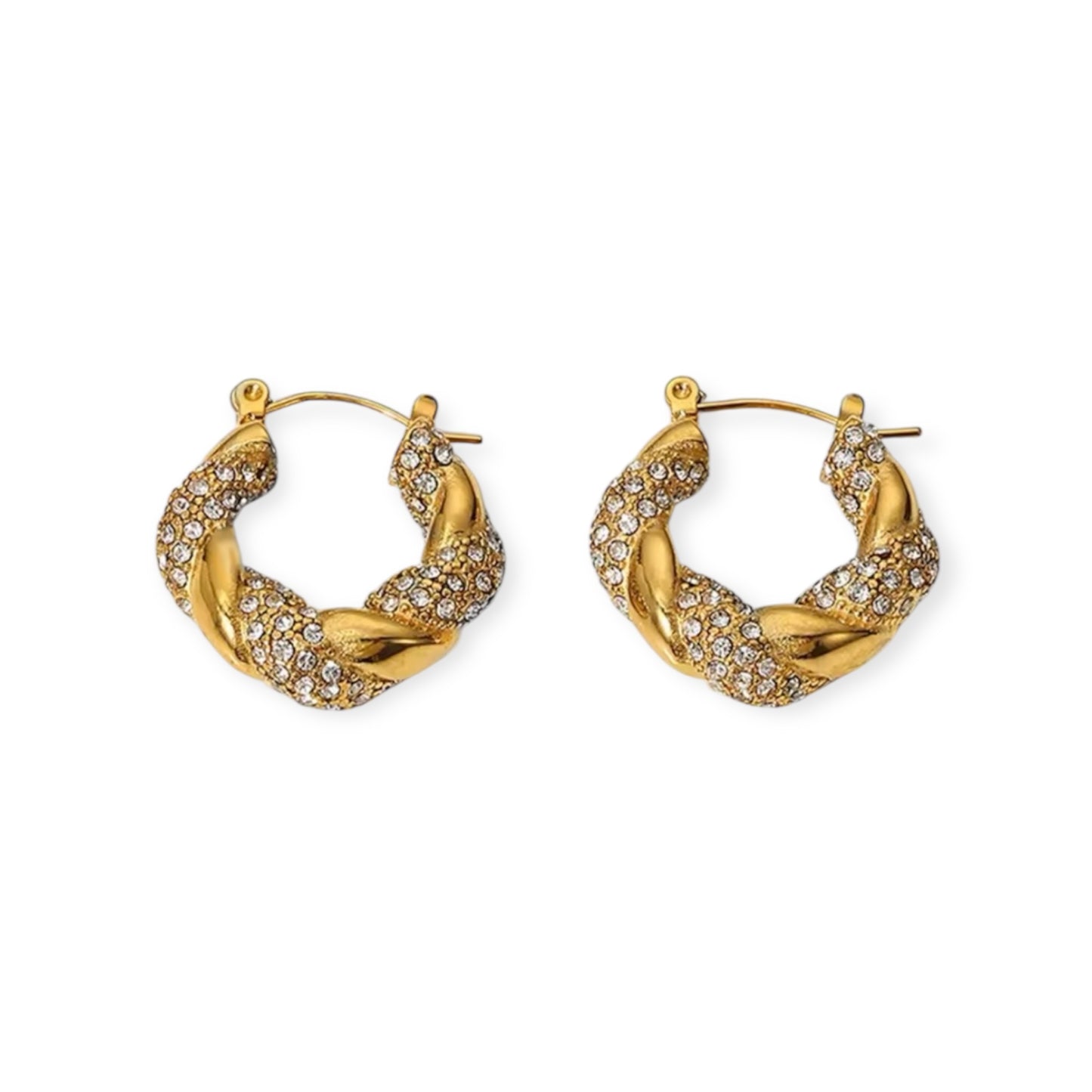 INDIE HOOP EARRINGS - 18K GOLD PLATED CUBIC ZIRCONIA