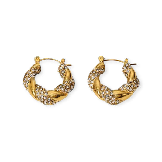 INDIE HOOP EARRINGS - 18K GOLD PLATED CUBIC ZIRCONIA