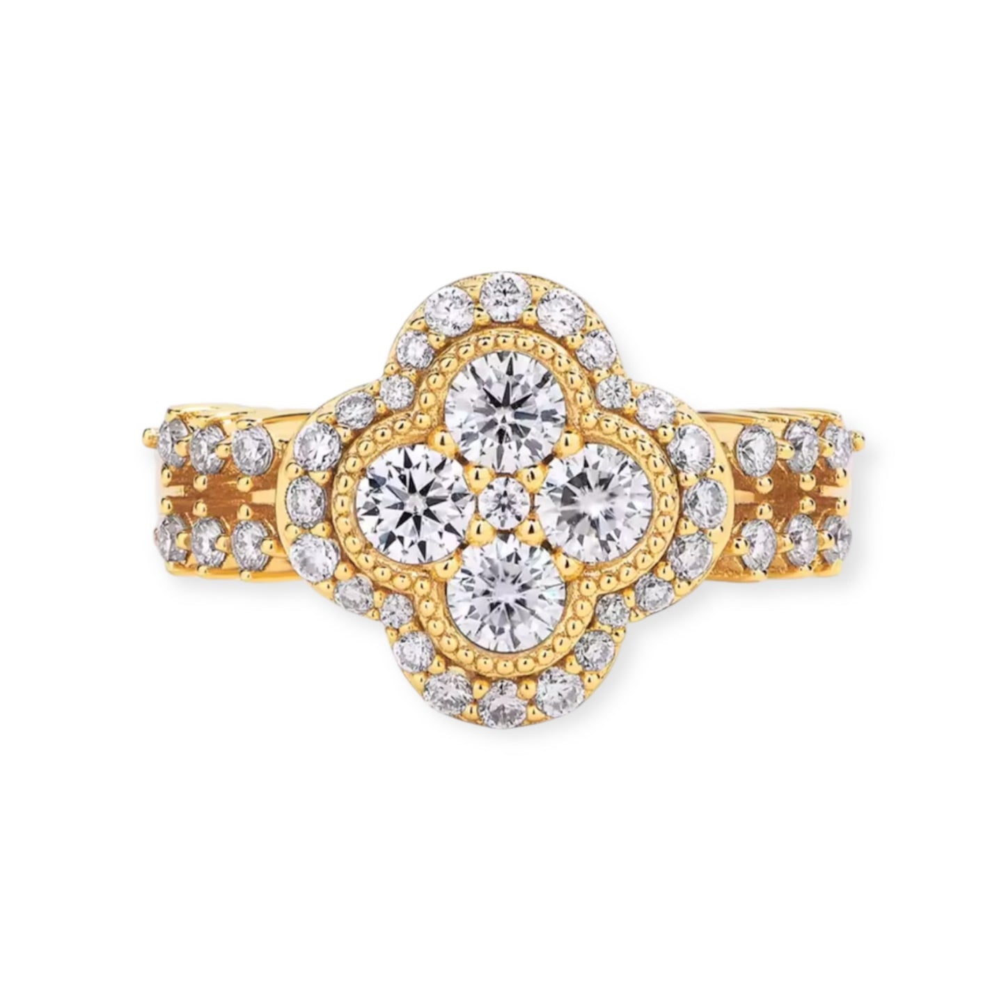VIBRANT PARIS RING - 18K GOLD PLATED WHITE DIAMOND CUBIC ZIRCONIA STONES