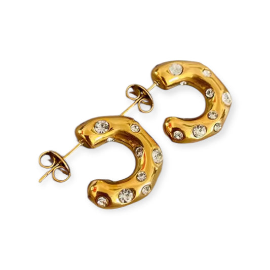 OTTILIE IRREGULAR HOOP EARRINGS - 18K GOLD PLATED