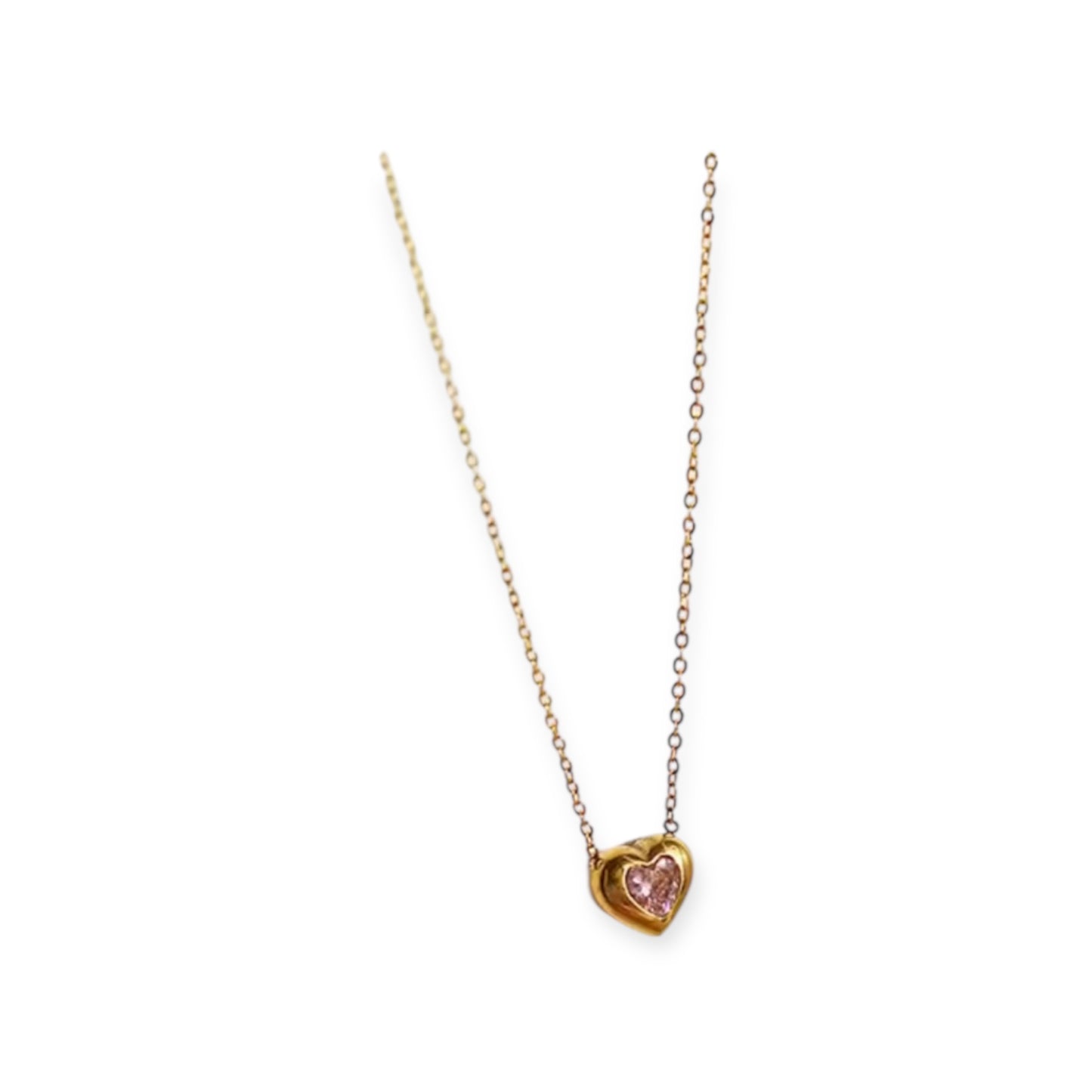 ARI NECKLACE PINK HEART - 18K GOLD PLATED