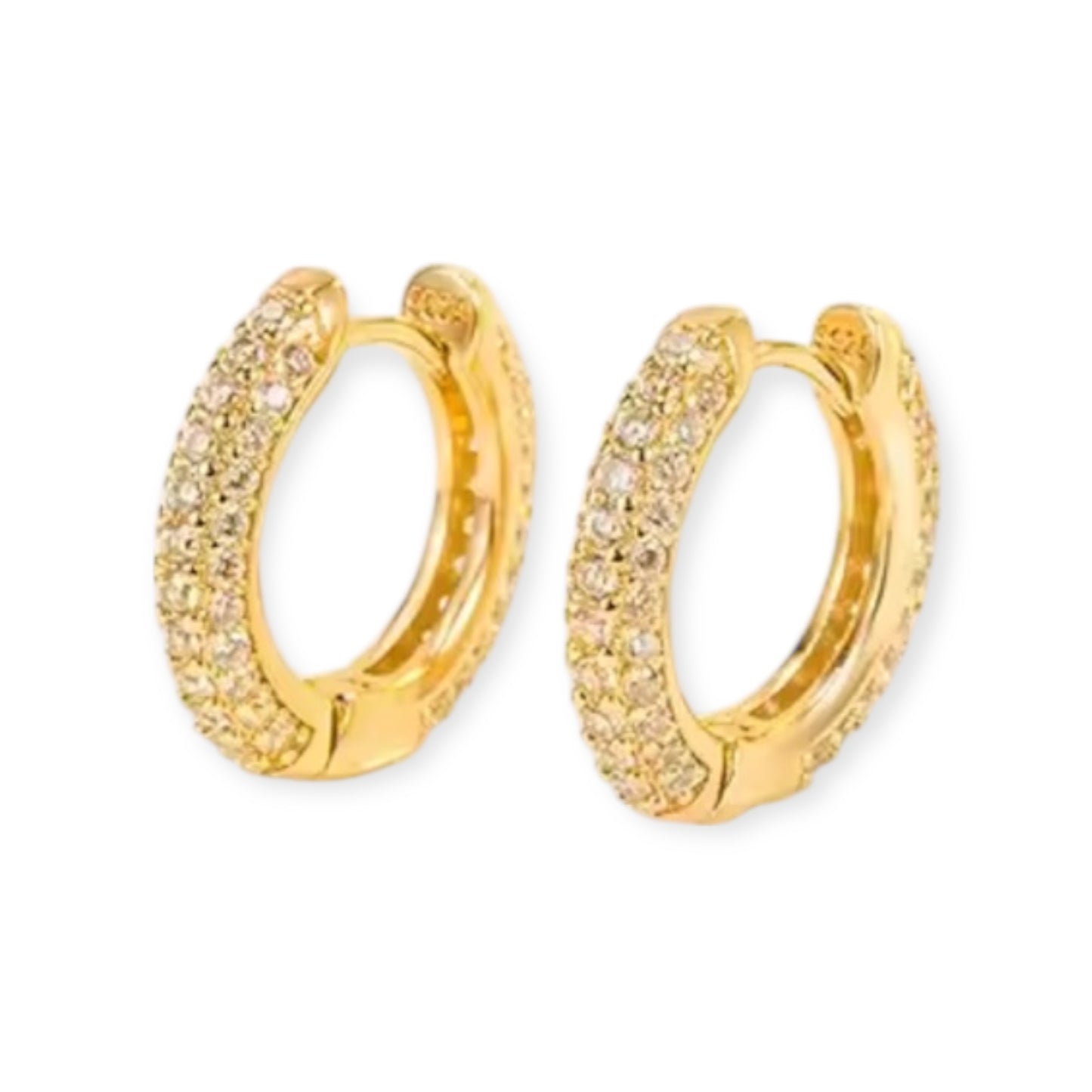 IMMI HUGGIE EARRINGS - 18K GOLD PLATED DIAMOND CUBIC ZIRCONIA