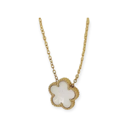 MOTHER OF PEARLS CLOVER NECKLACE - 18K GOLD PLATED WHITE