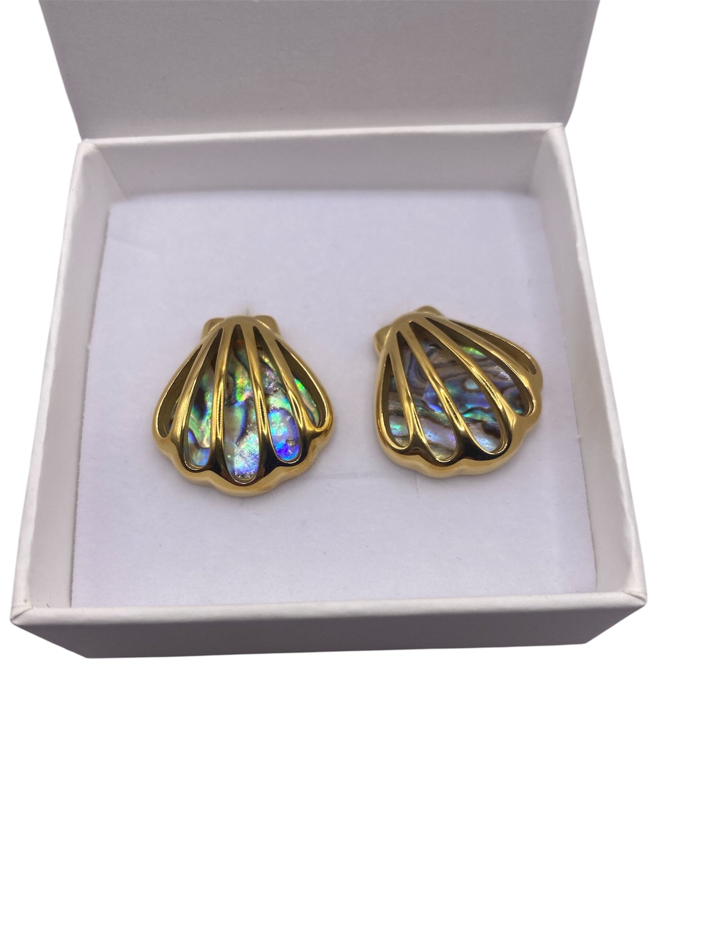 VIBRANT AOTEAROA PĀUA EARRINGS SEASHELL DESIGN 18K GOLD PLATED