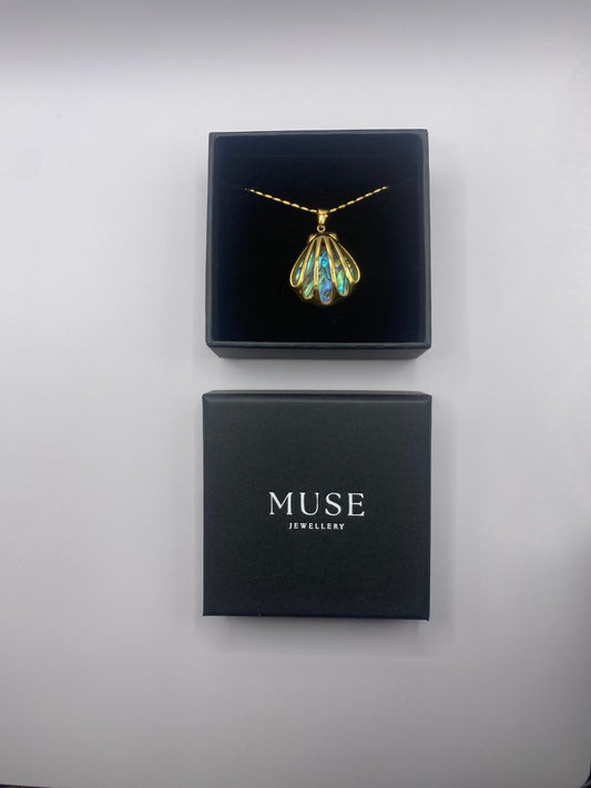 ADJUSTABLE AOTEAROA VIBRANT PĀUA NECKLACE OCEAN 18K GOLD PLATED